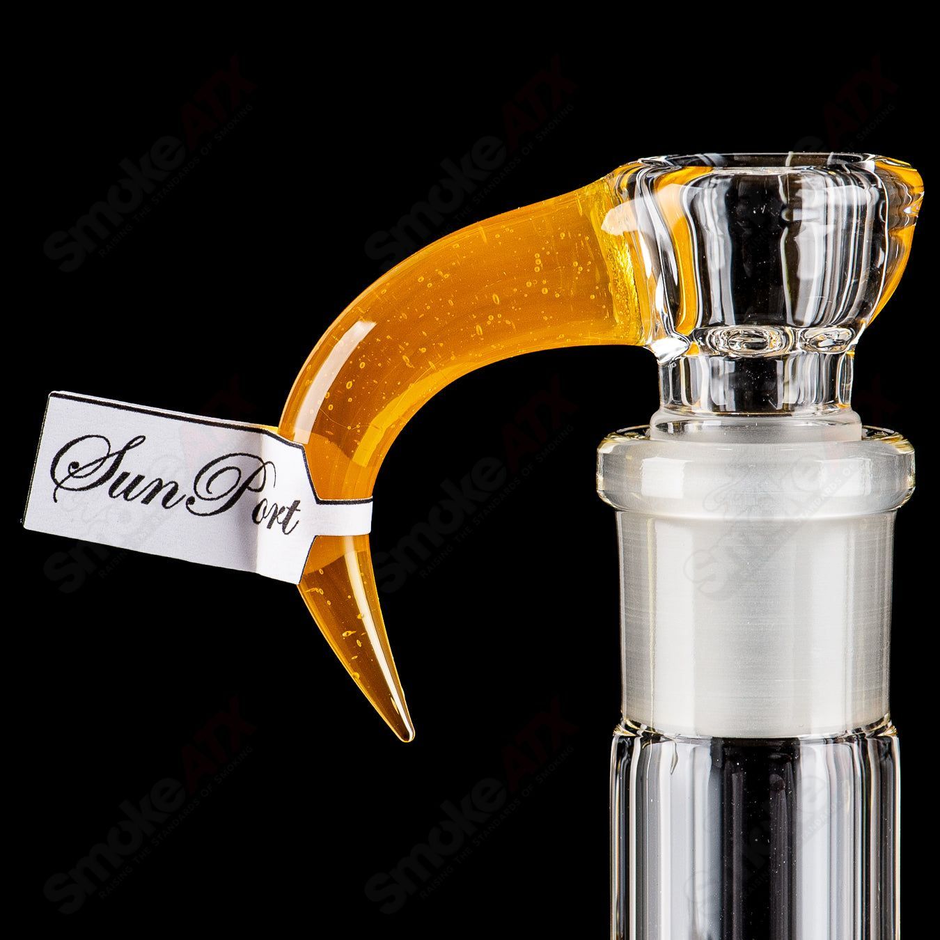 Sovereignty Glass Jumbo Downgrid Stemline Partial Accent straight tube with Millie Sovereignty design, clear glass with intricate pattern.