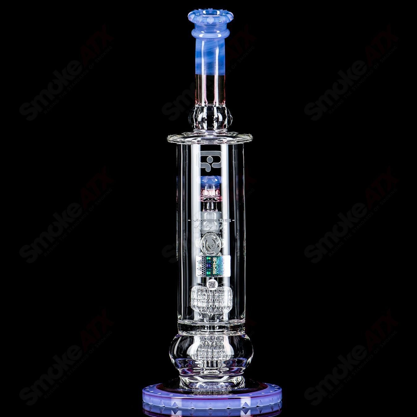 Mobius 60T V5 Hybrid Series stereo matrix glass waterpipe with intricate design and clear glass accents.