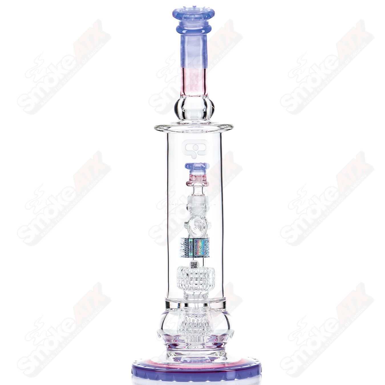 Mobius 60T V5 Hybrid Series stereo matrix glass waterpipe with intricate design and clear glass construction.