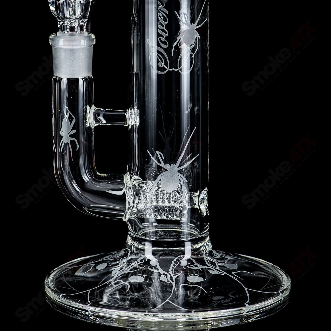 Clear Sovereignty Glass Bishop 3-line straight tube with Halloween pattern, featuring vibrant design and detailed craftsmanship.