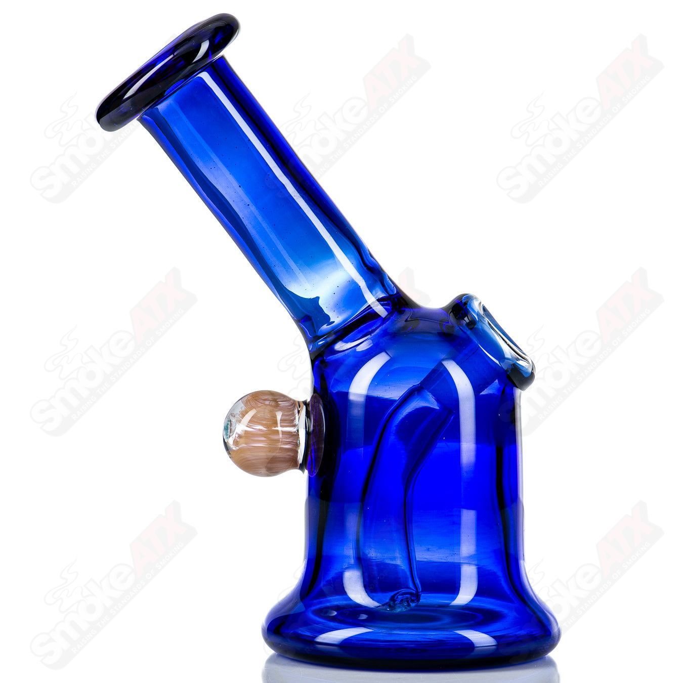 Cobalt glass layback rig by Nancy Glass, a stylish glass accessory with a sleek design and intricate details.