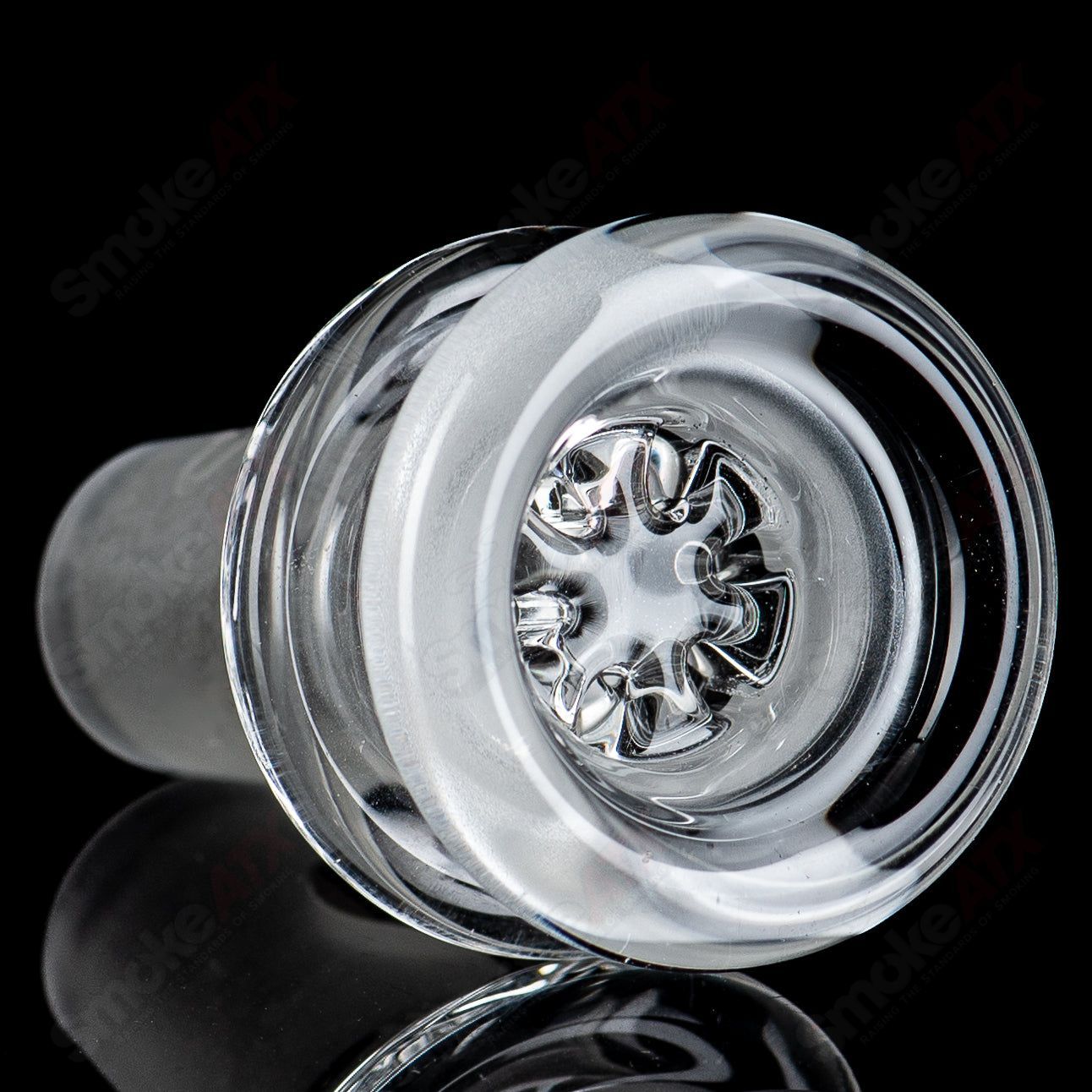 Mobius Cold Worked 60T V5 Stereo Matrix Glass Waterpipe with intricate design and clear glass construction.