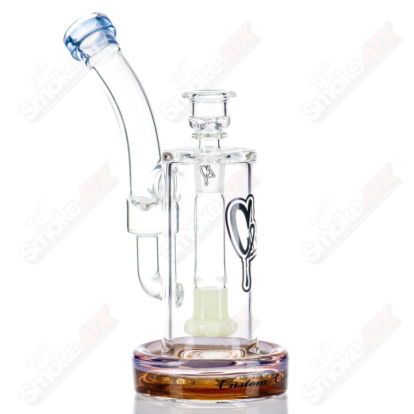 C2 Custom Creations 50mm glass showerhead bubbler with colorful design, showcasing a smooth, rounded shower fixture.