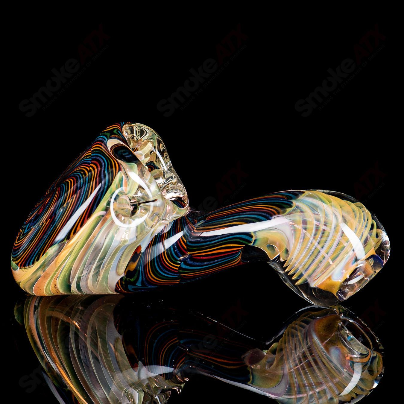 Color coil Sherlock glass by Talent Glass Works featuring vibrant coil design and classic Sherlock shape for smoking enjoyment.
