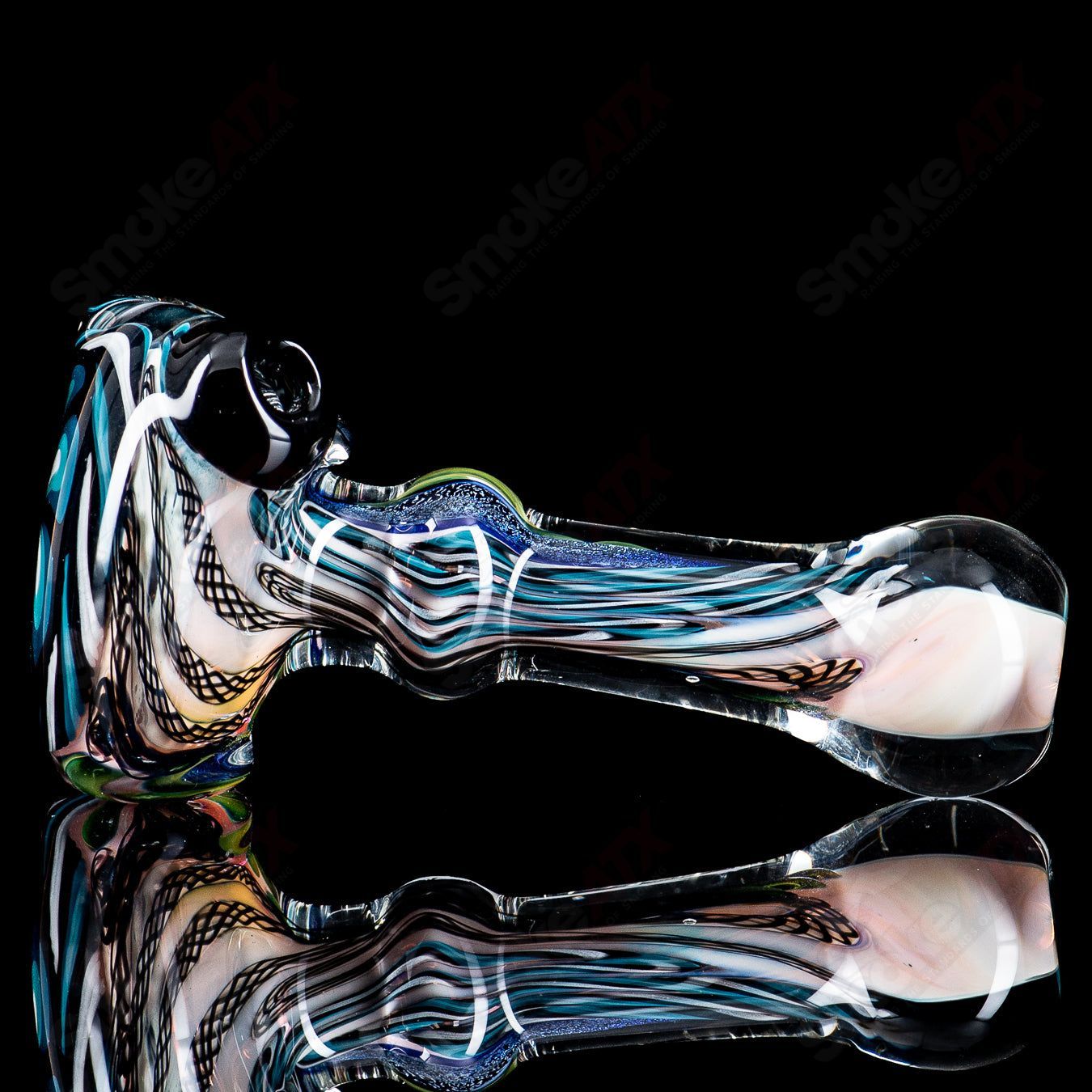 1 Dichro Strip w/ Color Flower Spoon Talent Glass - Smoke ATX