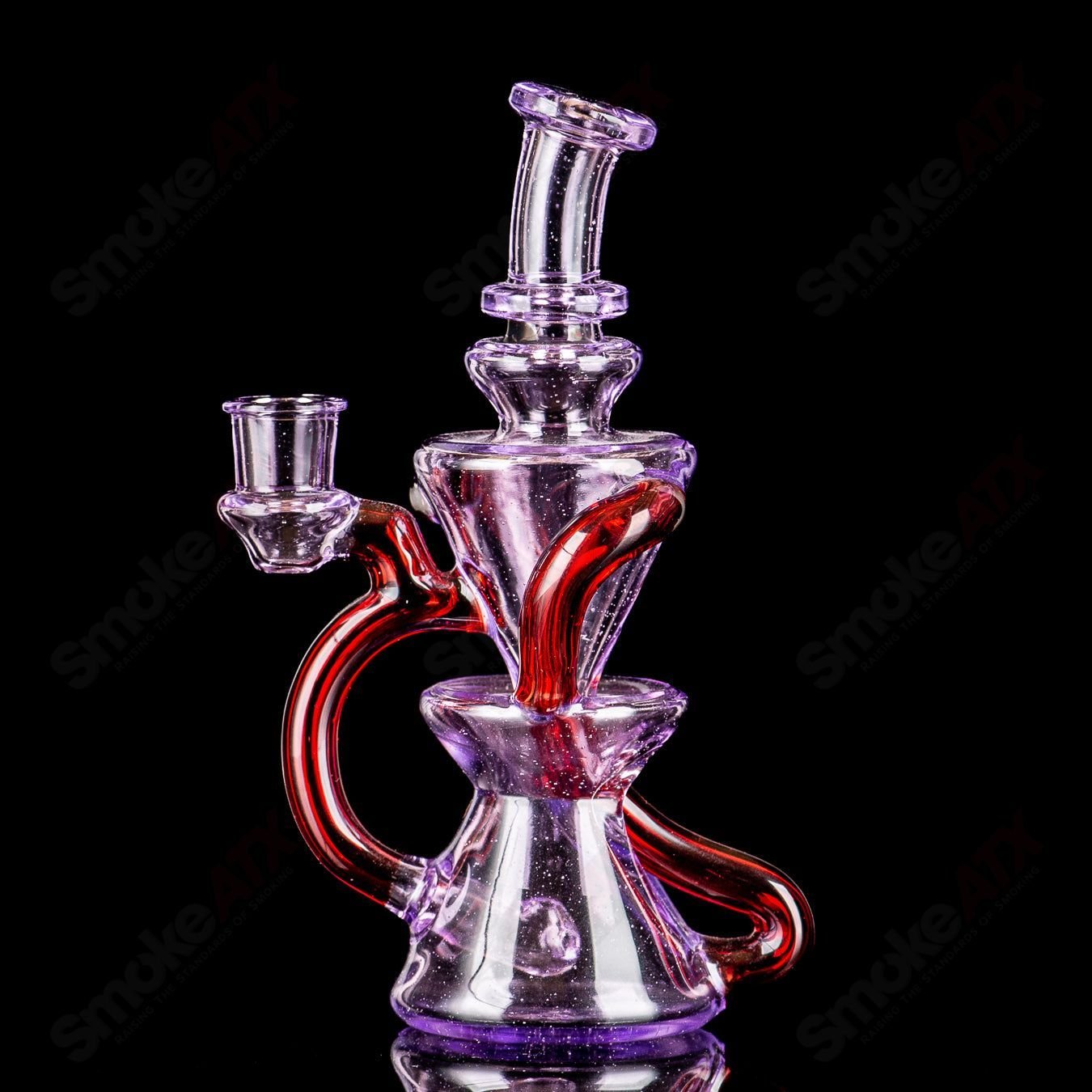 Mini Two & Through Recycler by Captn Chronic, heady glass piece with intricate glasswork and vibrant colors.