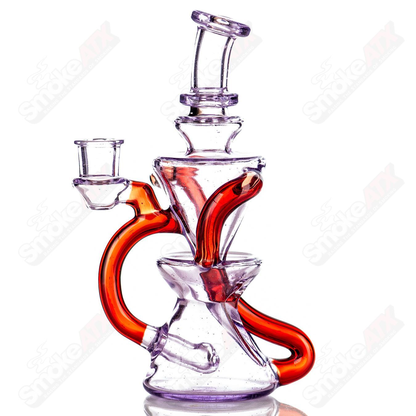 Mini Two & Through Recycler by Captn Chronic, heady glass recycler with intricate glasswork and vibrant colors.