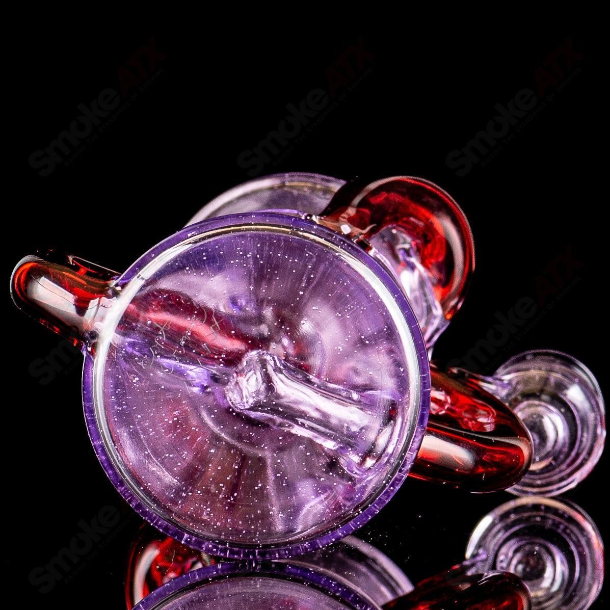 Mini Two & Through Recycler by Captn Chronic, heady glass recycler with intricate design and clear glass body.