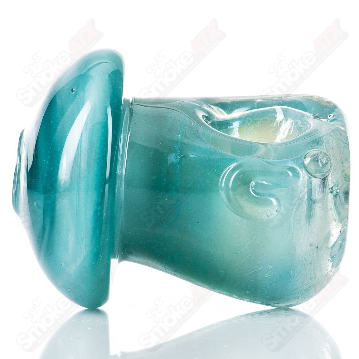 Glass mushroom spoon pipe by Nobody, featuring a detailed mushroom design in clear glass for smoking accessories.