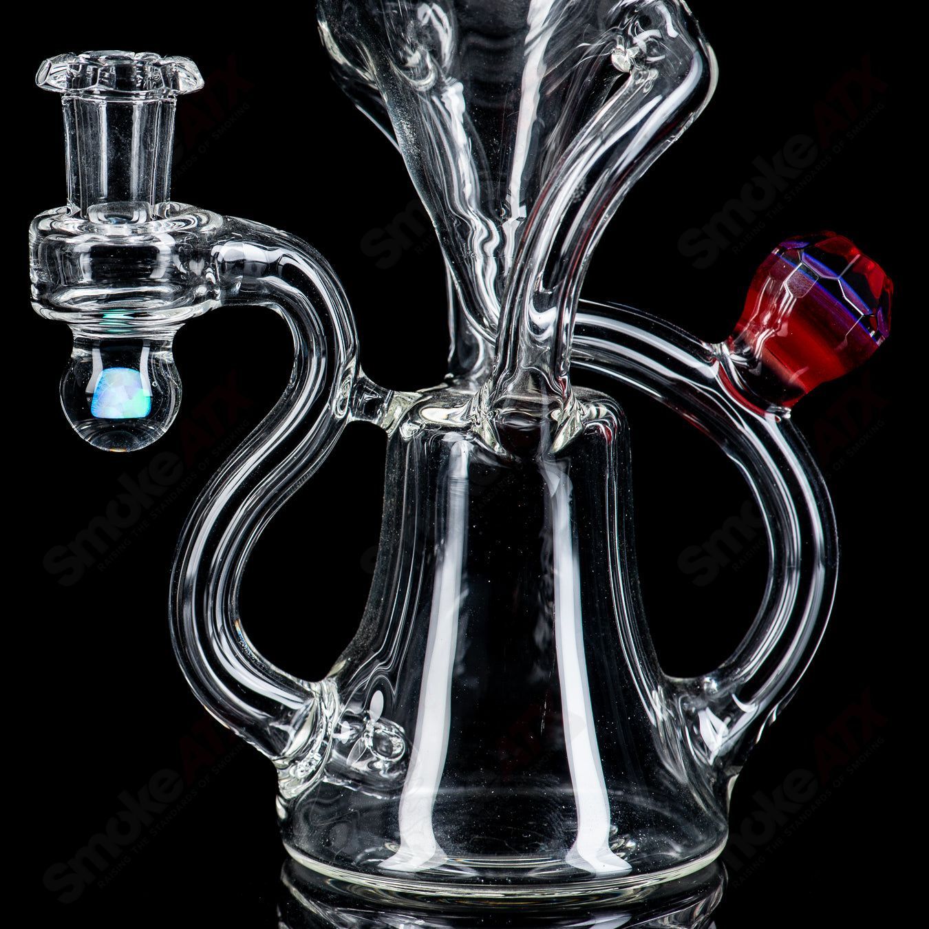 1 NJR Faceted Spinner Recycler w/ Opal - Smoke ATX