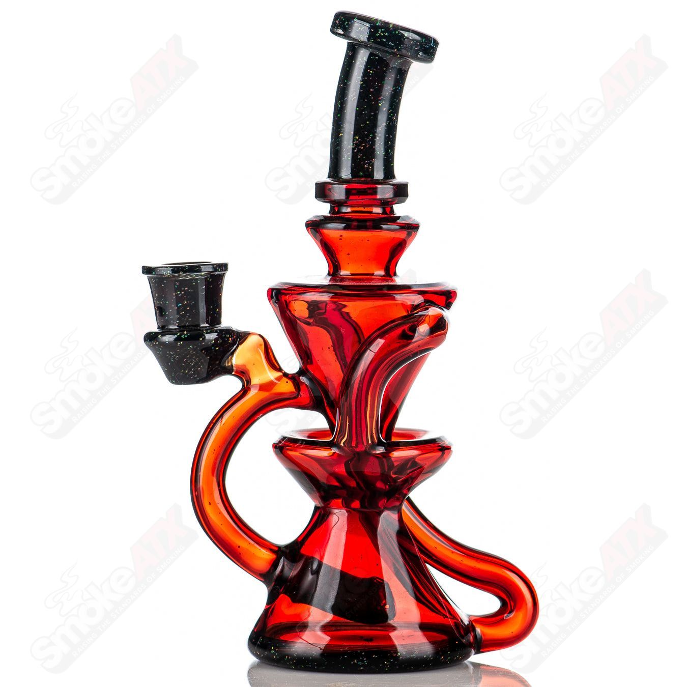 Captn Chronic Heady Glass mini concentrate rig with pomegranate and black crushed opal design, featuring colorful glass accents.