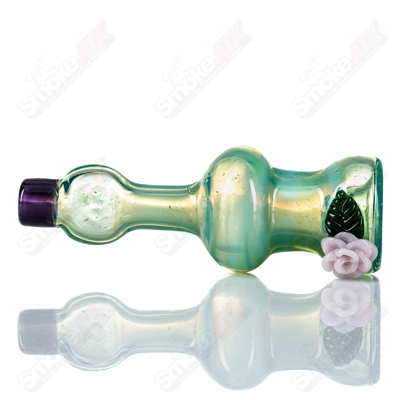 Glass Rose Chillum by Chillery Bogart, a colorful smoking chillum with a rose design and clear glass construction.