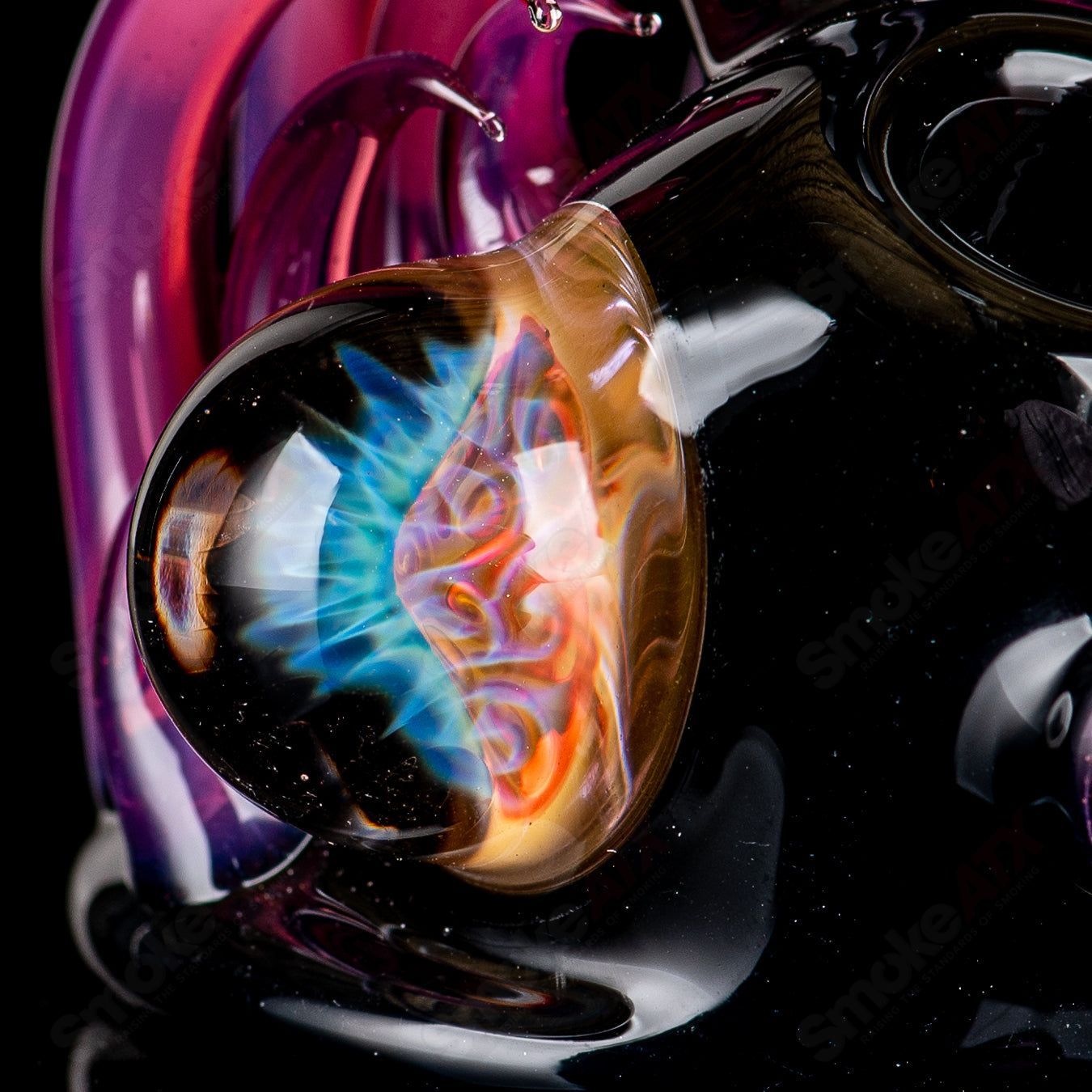 Freeek Glass squat lock flower pipe, a colorful hand pipe from the Heady Glass collection featuring floral design details.