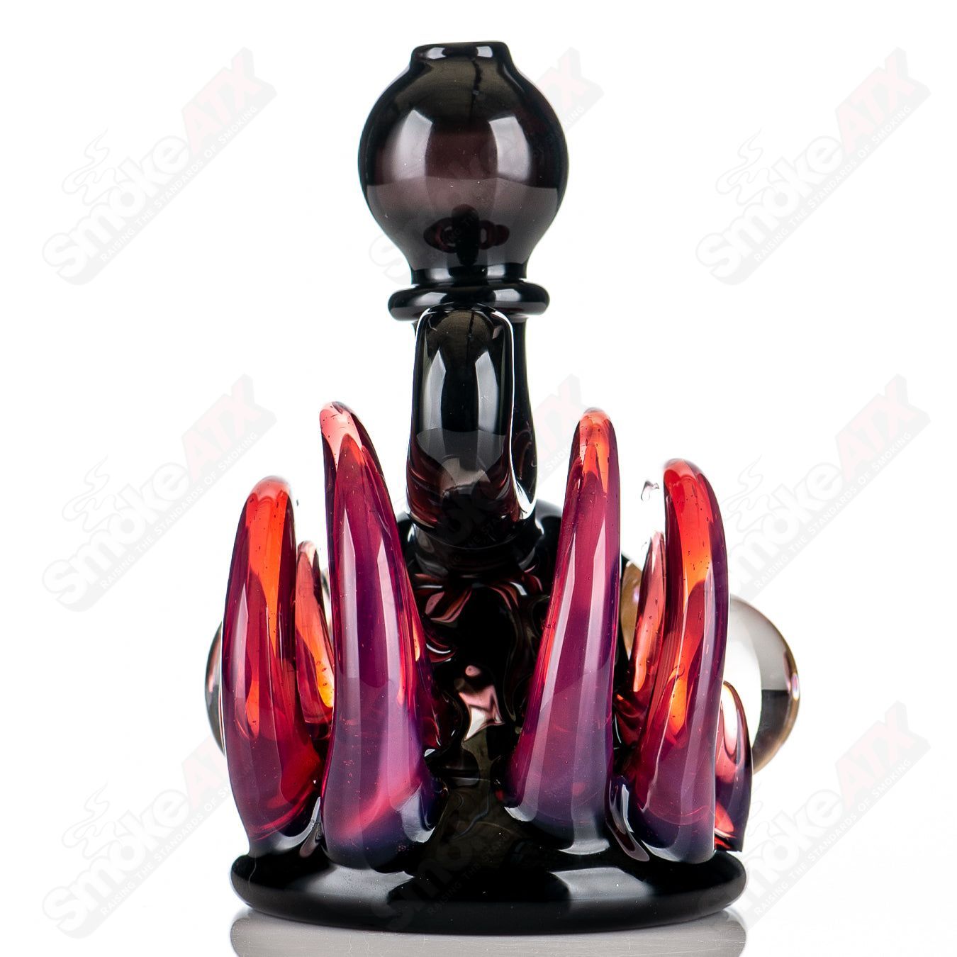 Freeek Glass squat lock flower pipe, handcrafted heady glass hand pipe with colorful flower design, durable and unique in style.