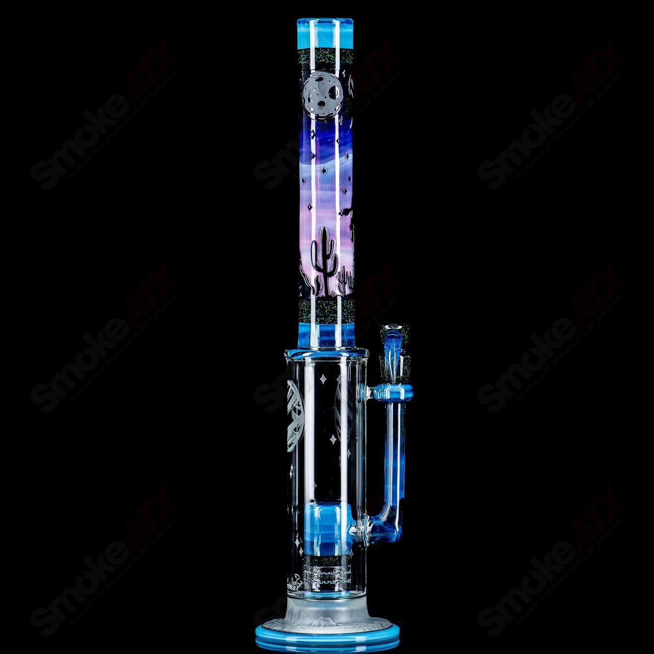 1 Straight Tube w/ Gridded Percs by Subliminal Glass - Smoke ATX
