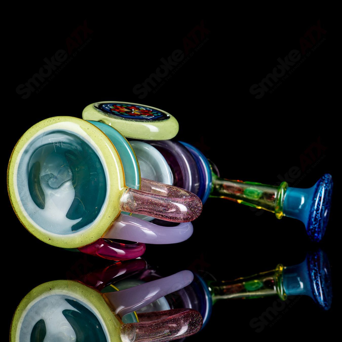 Freeek Glass Terpcycler Rig, a heady recycler glass piece with intricate glasswork and clear design for dabbing concentrates.