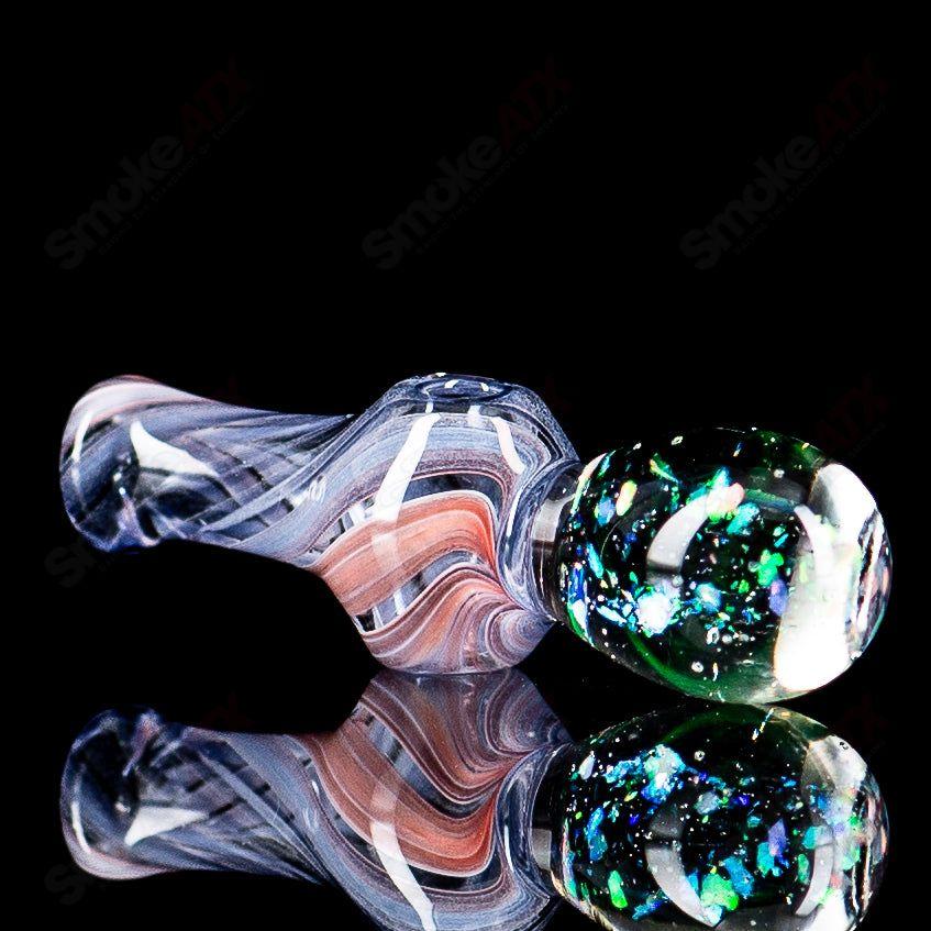 Colorful UV Puffco Joystick heady glass top by Geoff Made Glass, designed for Puffco devices with vibrant, artistic glass details.