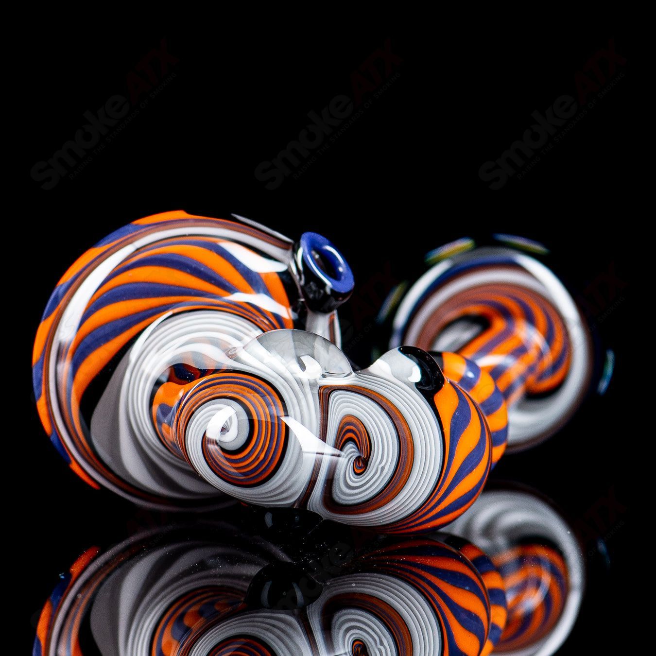 Glass Wig Wag Dry Pipe by Chaz Pyle, featuring colorful, intricate glasswork and a sleek pipe design.