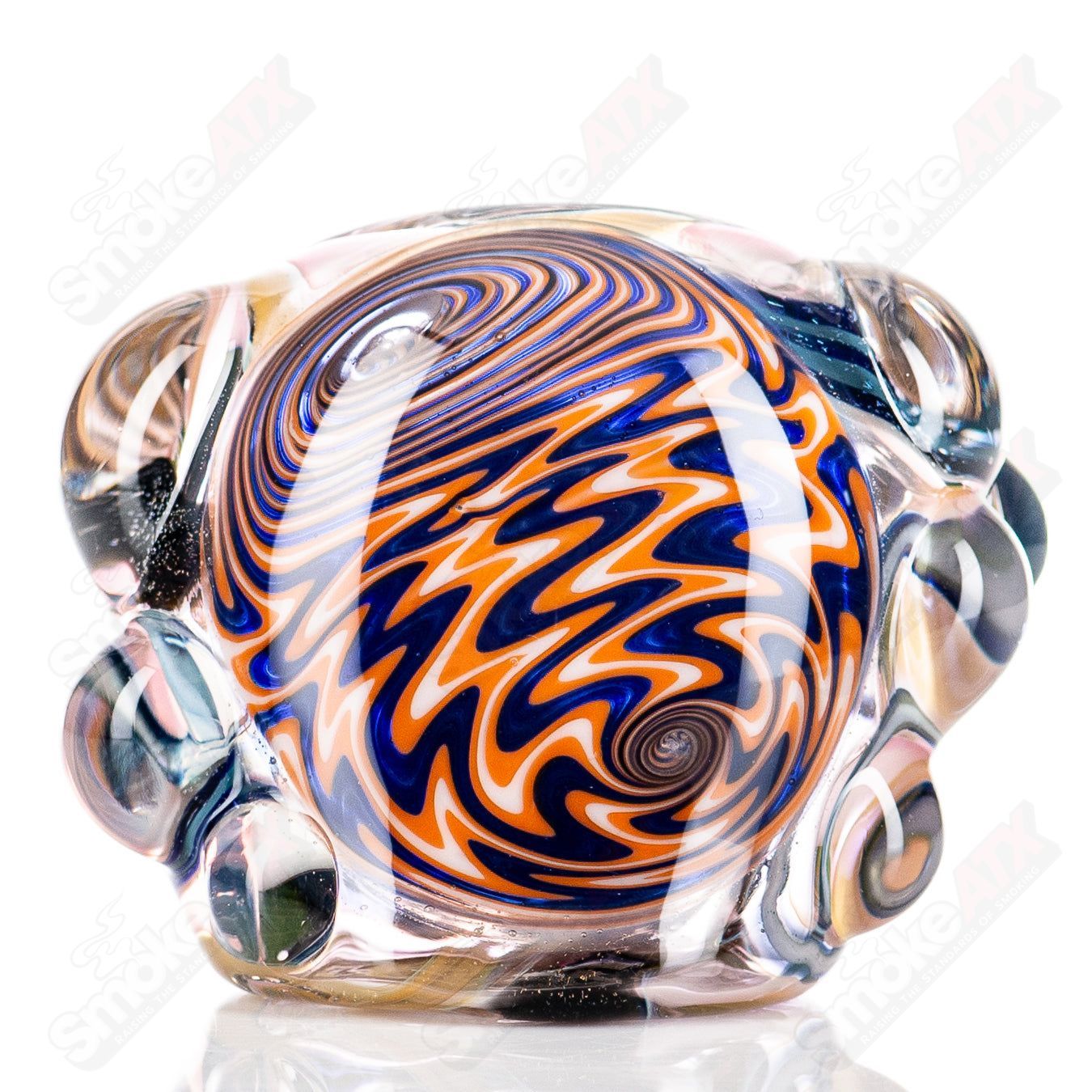 Molten Imagination #10 ISO Dichroic UV Spoon displaying a colorful, reflective dichroic glass spoon for artistic use.