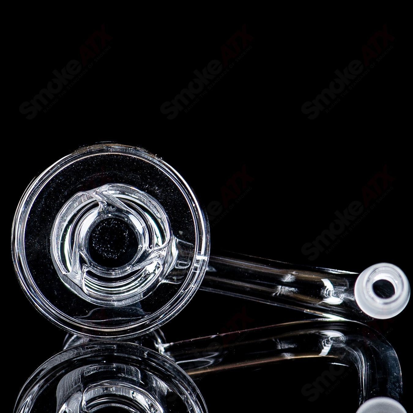 Glass banger from Quave Club Bangers, 10/90 Hash Ruined My Life Charmer design, with clear glass and intricate details.