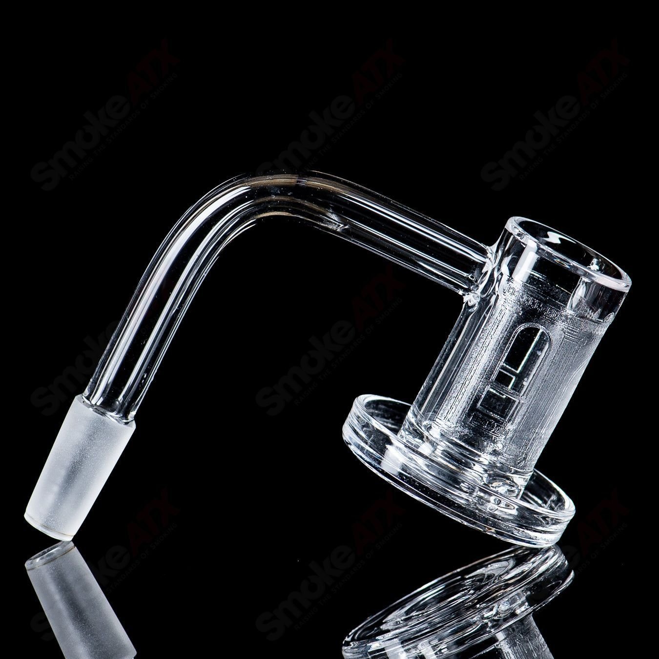 Glass banger from Quave Club Bangers titled "10/90 Hash Ruined My Life Charmer," featuring a clear, durable design for dabbing concentrates.