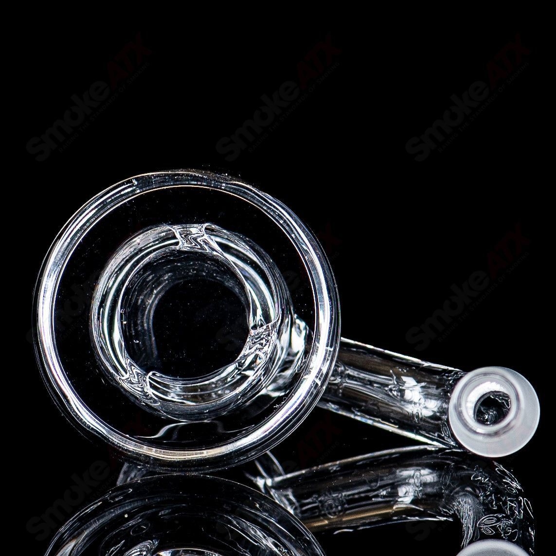Heady glass quartz banger from Quave Club Bangers, 10/90 Quave Charmer & Calm Glass Burd collaboration, featuring clear and colored accents.