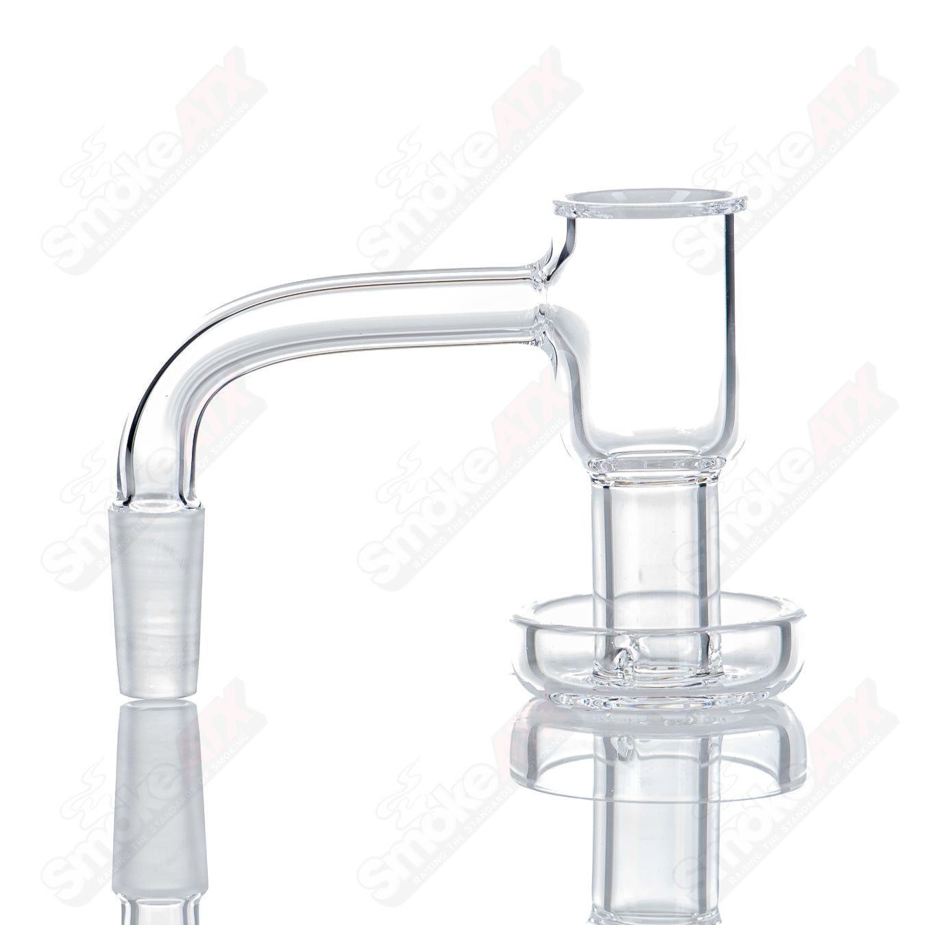 Mini 10/90 Terp Slurper by Toro Glass, a quartz glass concentrate tool with a compact design and intricate detail.