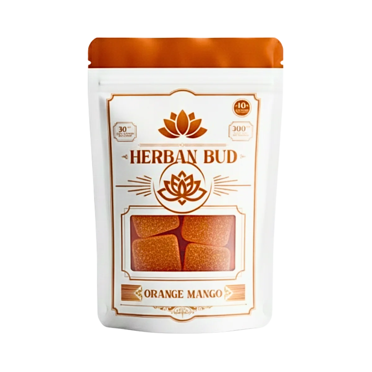 10ct 30mg Orange Mango D9 Gummies Herban Bud