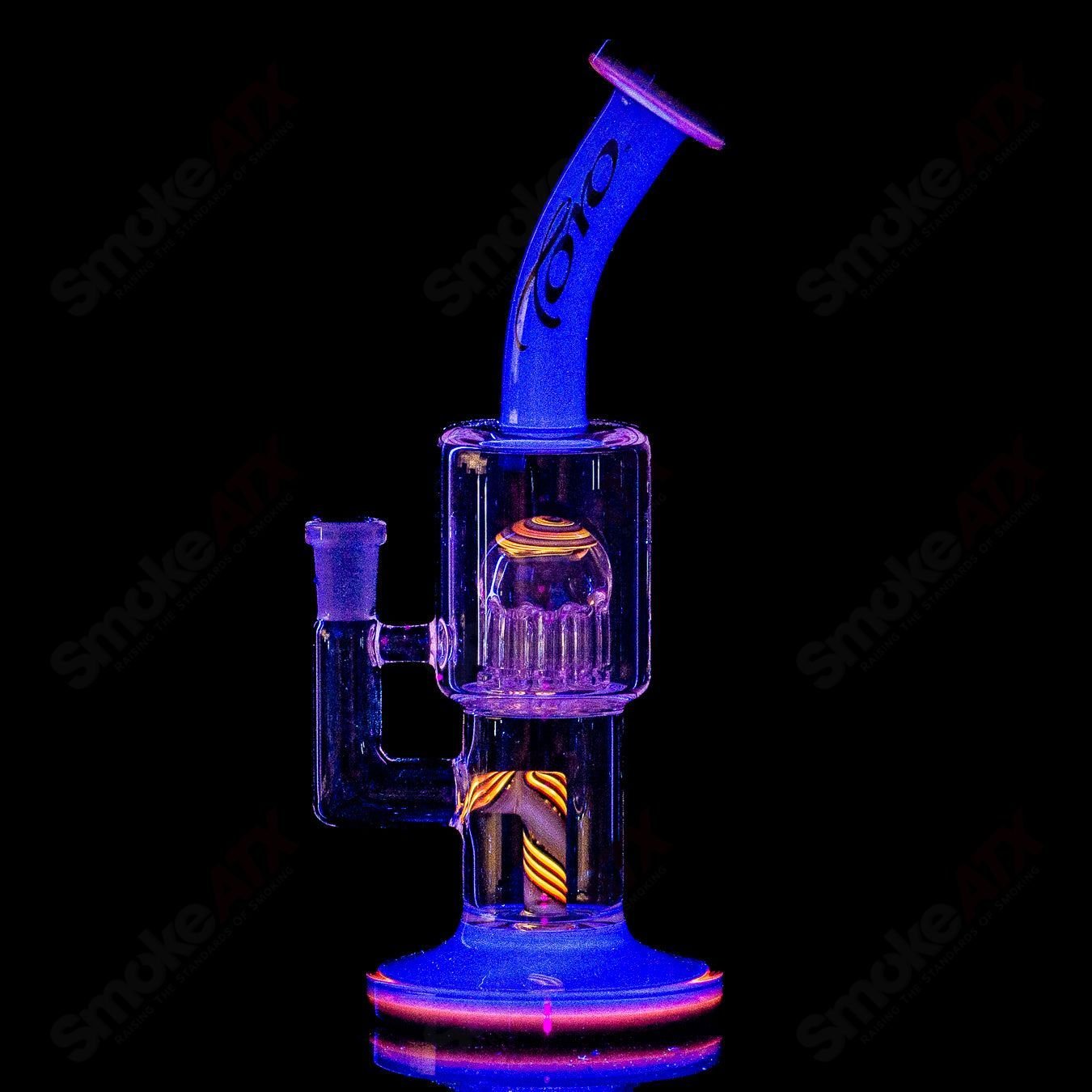 Toro Glass 10mm double macro concentrate rig with full color foot and mouthpiece, heady glass design for concentrate use.