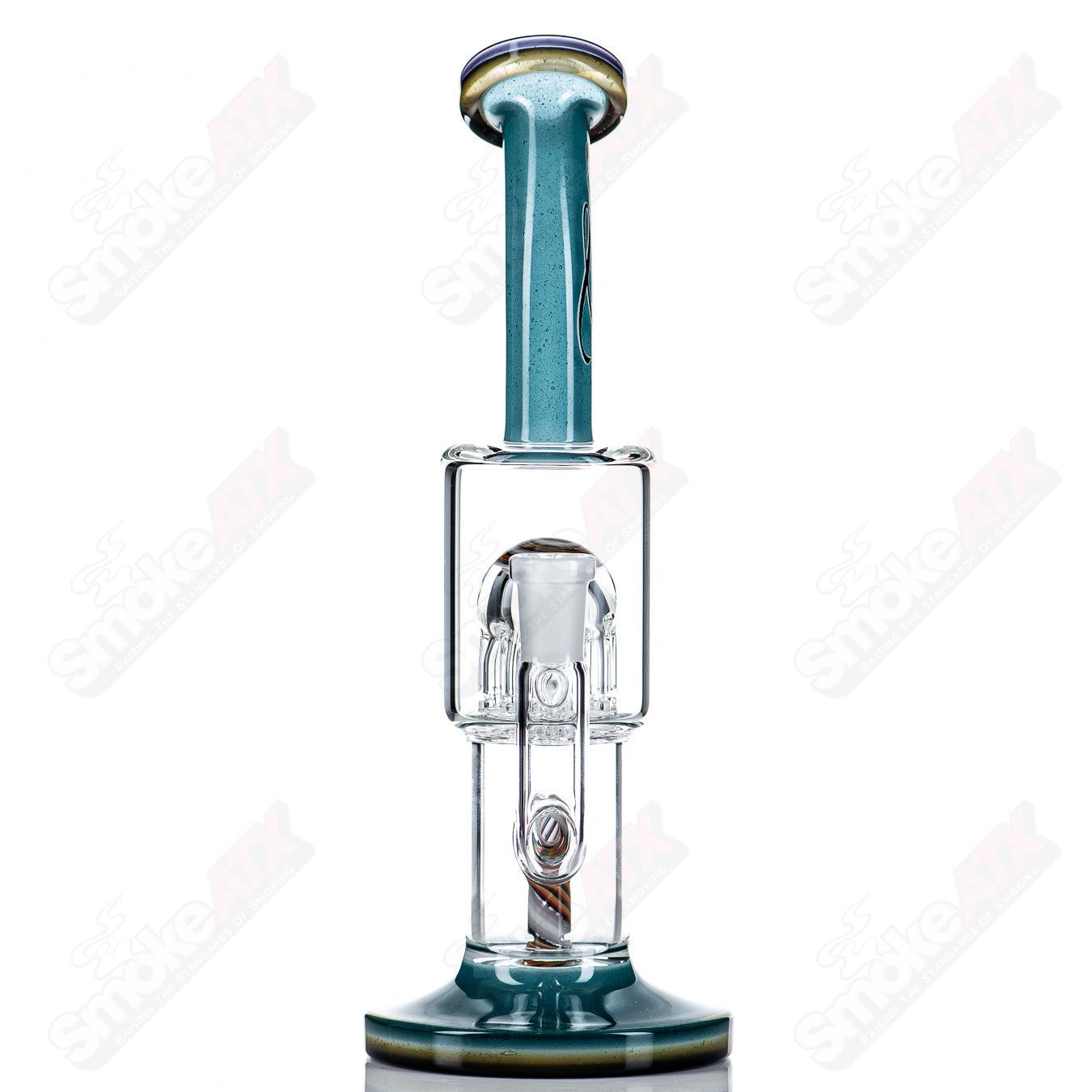 Toro Glass 10mm double macro concentrate rig with full color foot and mouthpiece, heady glass design for concentrate use.