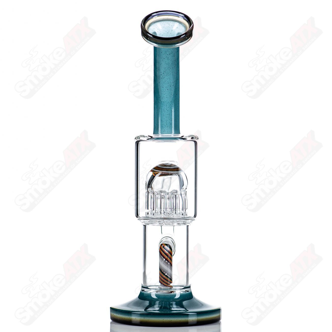 Toro Glass 10mm Double Macro concentrate rig with full color foot and mouthpiece, heady glass design for dabbing and concentrates.