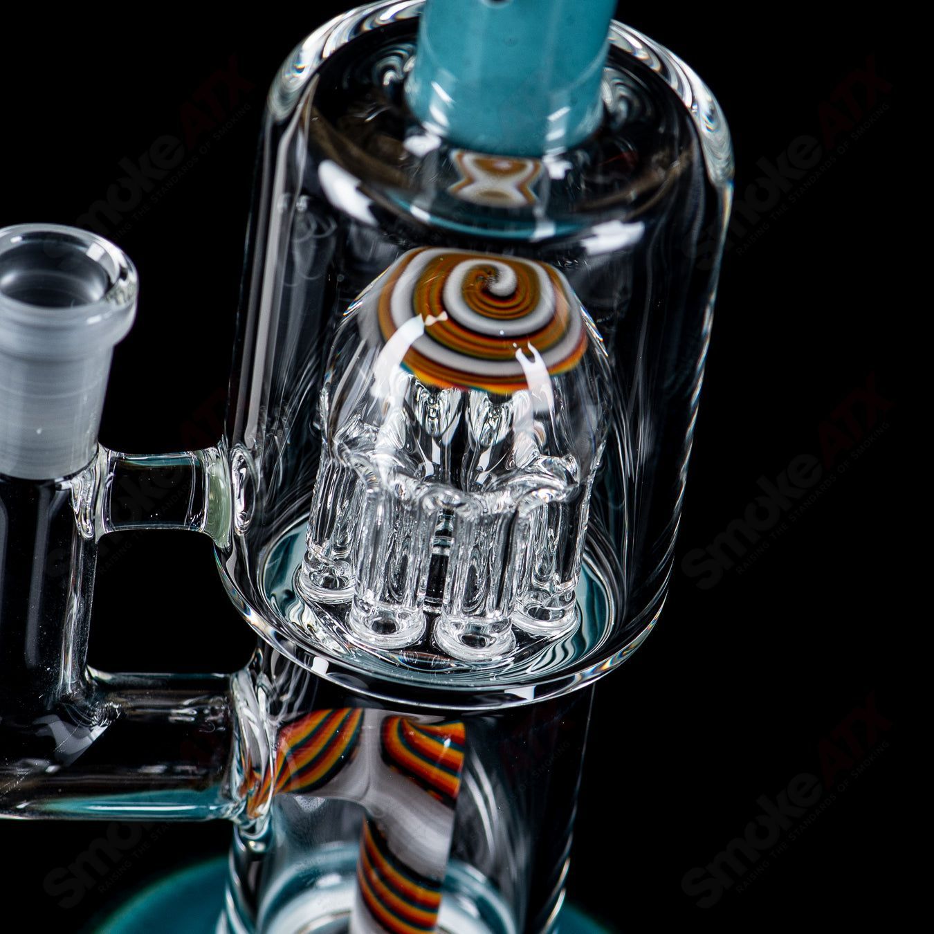 Toro Glass 10mm double macro concentrate rig with full color foot and mouthpiece, heady glass design for dabbing and extracts.