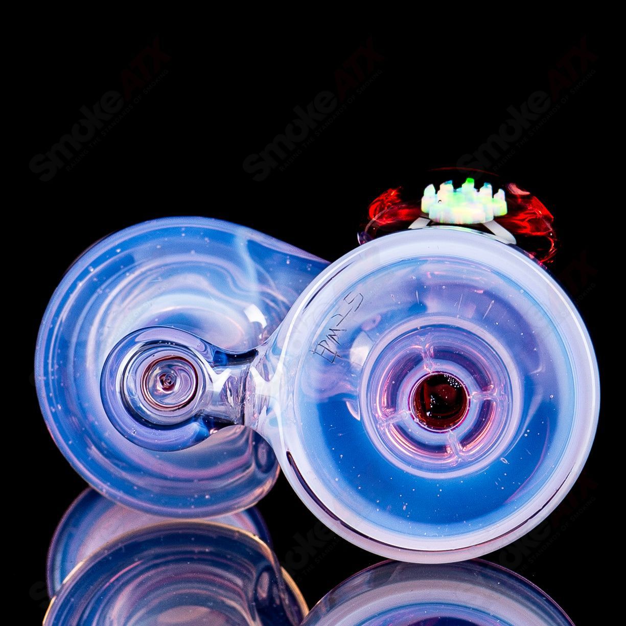 10mm Micro RBR Neo Rose and Pomegranate concentrate rig by Bear Mountain Studios, featuring detailed glass design and vibrant colors.