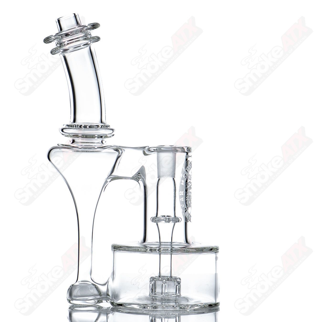 10mm Mini Double Diffused RBR concentrate rig by Bear Mountain Studios, clear glass with intricate double diffusion design.