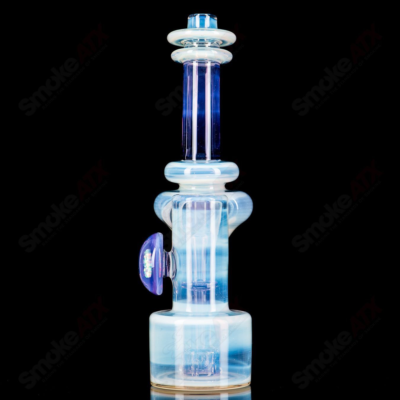 Mini 10mm double diffused RBR Ghost and Gold Purple concentrate rig by Bear Mountain Studios, with vibrant glass design.