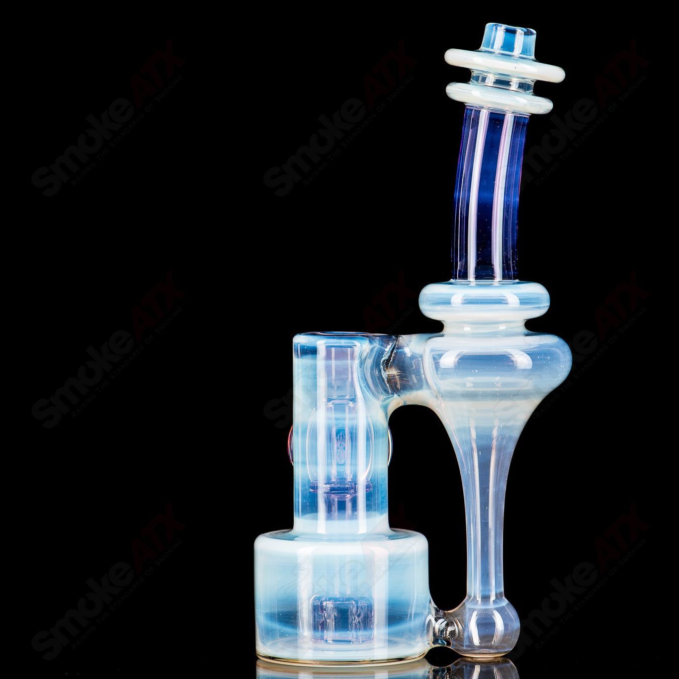 Mini 10mm double diffused RBR Ghost and Gold Purple heady glass concentrate rig by Bear Mountain Studios