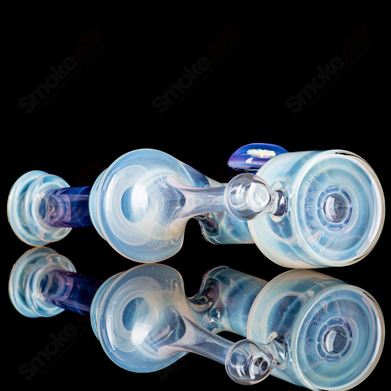 Mini 10mm double diffused RBR Ghost and Gold Purple concentrate rig by Bear Mountain Studios, featuring vibrant purple accents.
