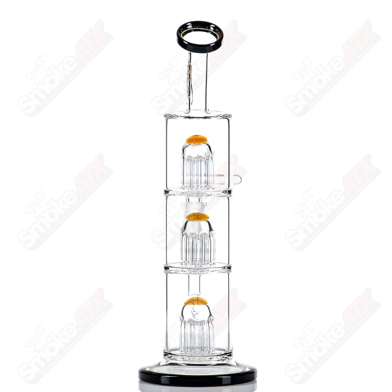 Toro Glass 10mm Triple Macro Bubbler with intricate glass design, showcasing its detailed craftsmanship and clear glass construction.