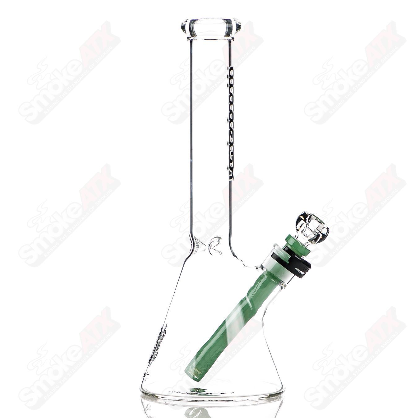 Black 12-inch 5mm glass mini beaker by Illadelph, featuring a sturdy beaker shape for smoking or concentrate use.
