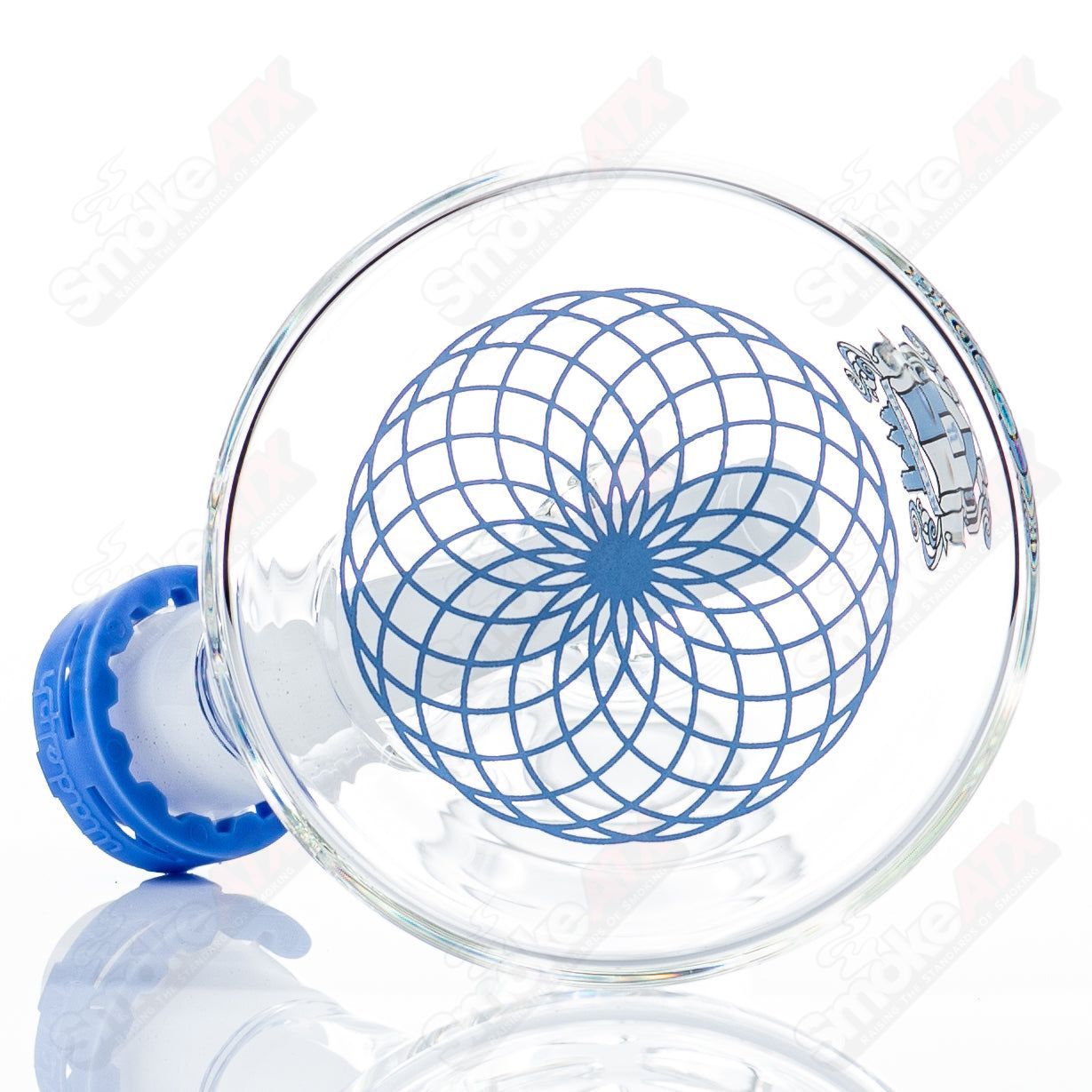 Blue 12-inch 5mm glass mini beaker by Illadelph, featuring a clear design and sturdy base for laboratory or smoking use.