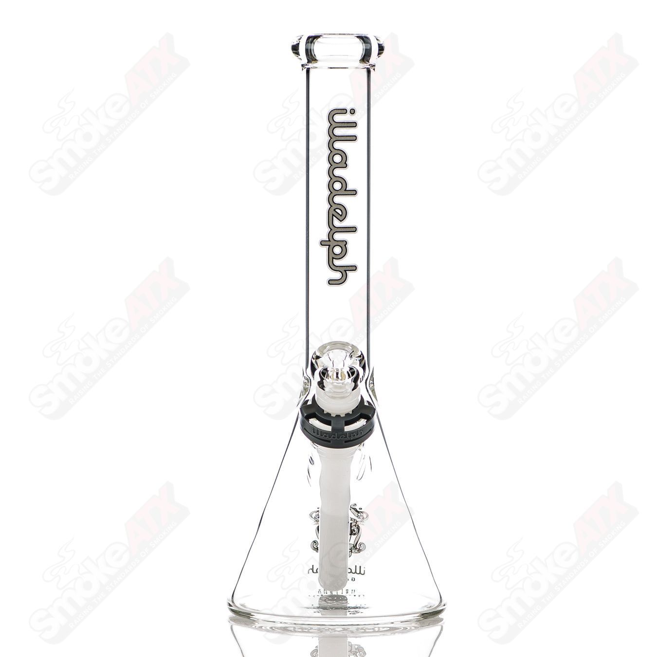 Gray 12-inch 5mm glass mini beaker by Illadelph, featuring a sturdy beaker design for smoking or collection purposes.