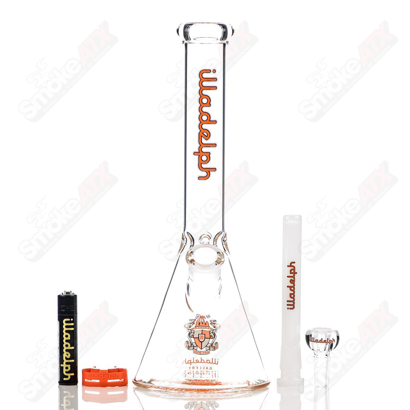Orange 12-inch 5mm glass mini beaker by Illadelph, featuring a compact design suitable for laboratory or collection use.