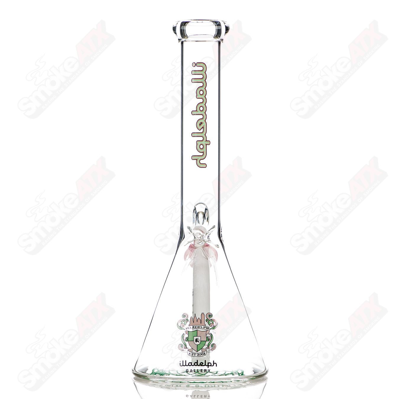 Illadelph 12-inch Watermelon Mini Beaker glass bong with 5mm thick glass, featuring a colorful watermelon design.
