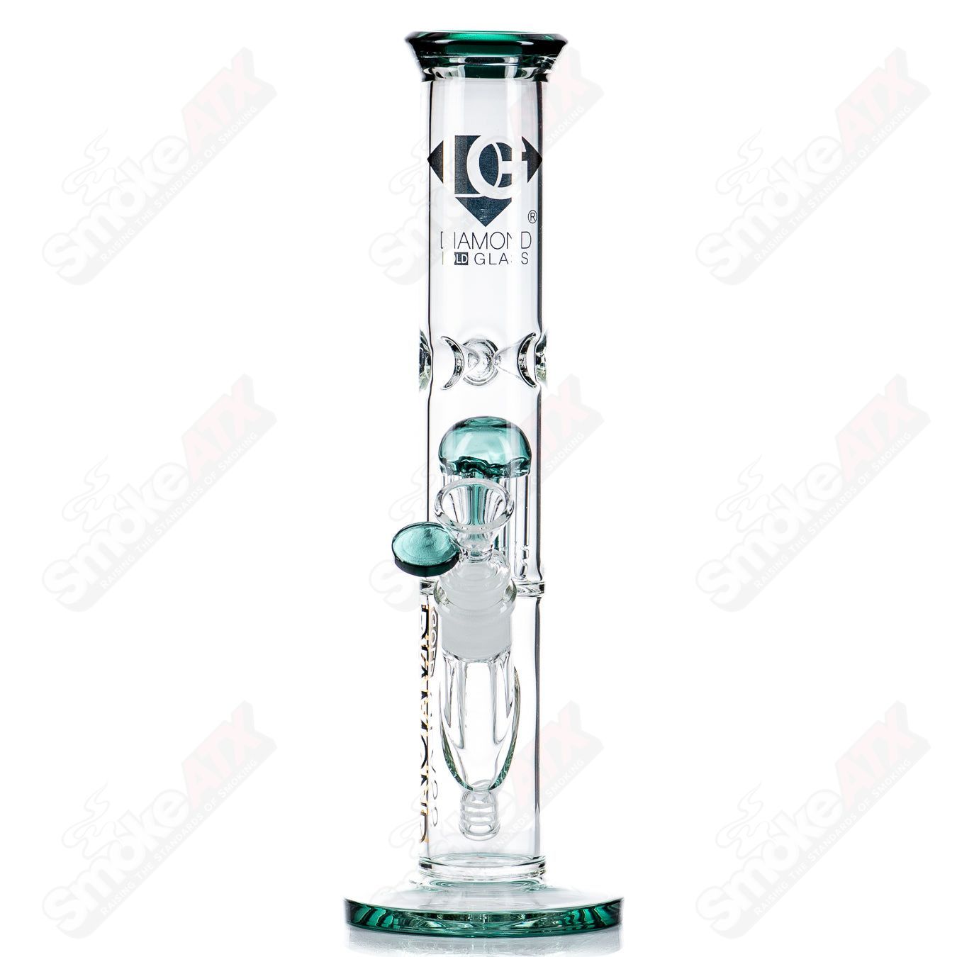 12" 6 - Arm Straight Tube (Teal) Diamond Glass - Smoke ATX