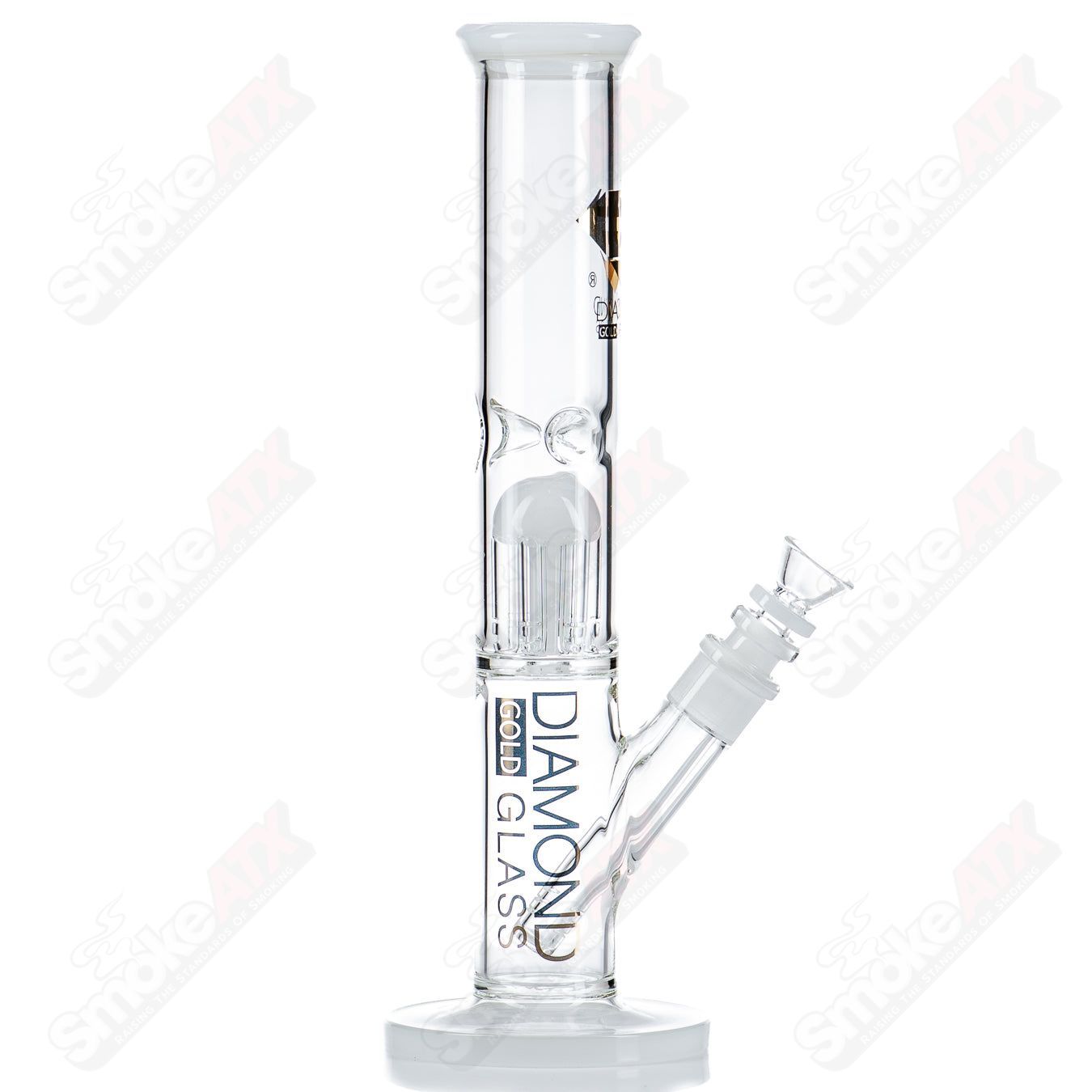 12" 6 - Arm Straight Tube (White) Diamond Glass - Smoke ATX