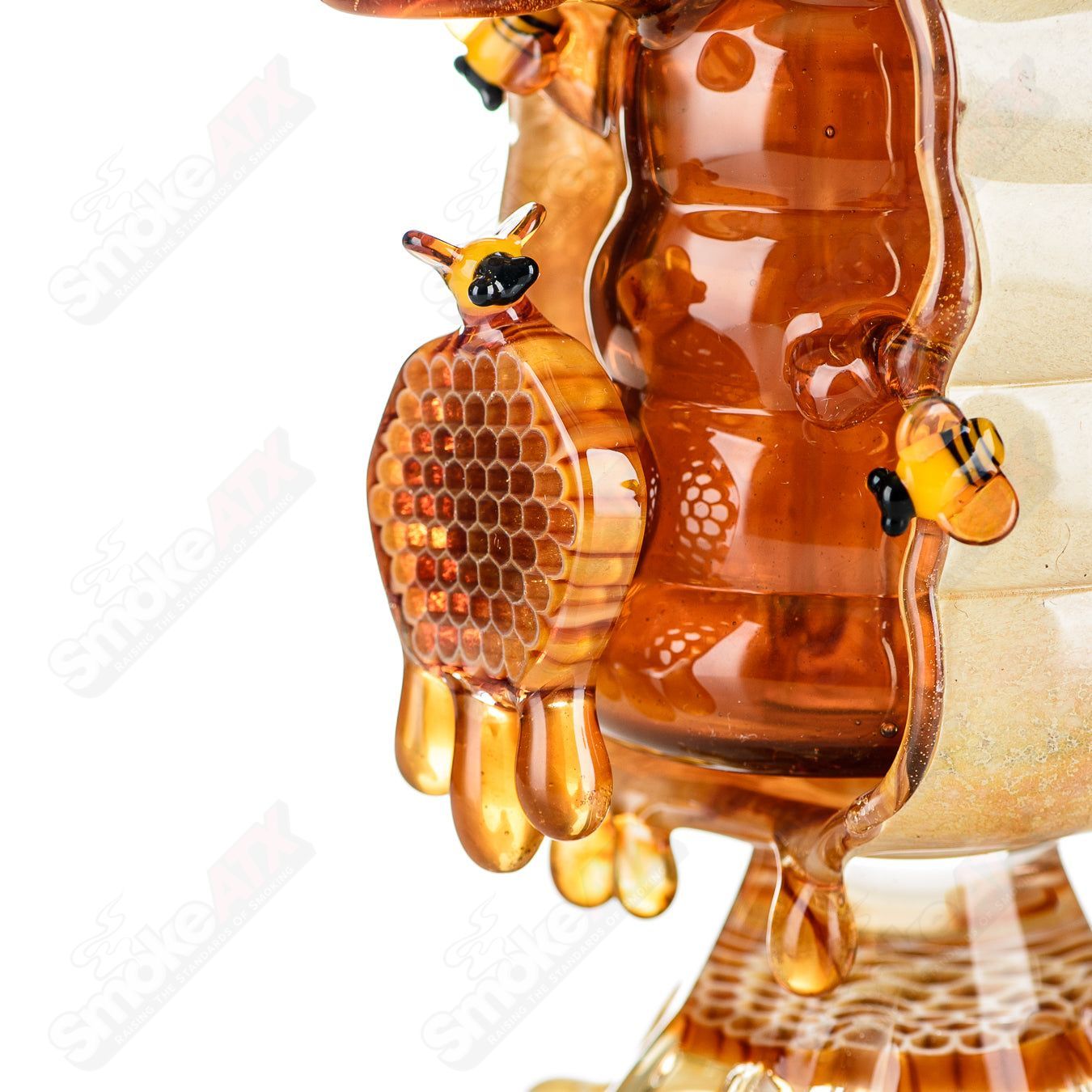 Joe P Glass 1/2 Hive Honeycomb Set, heady glass bubbler with intricate honeycomb design and multiple chambers.