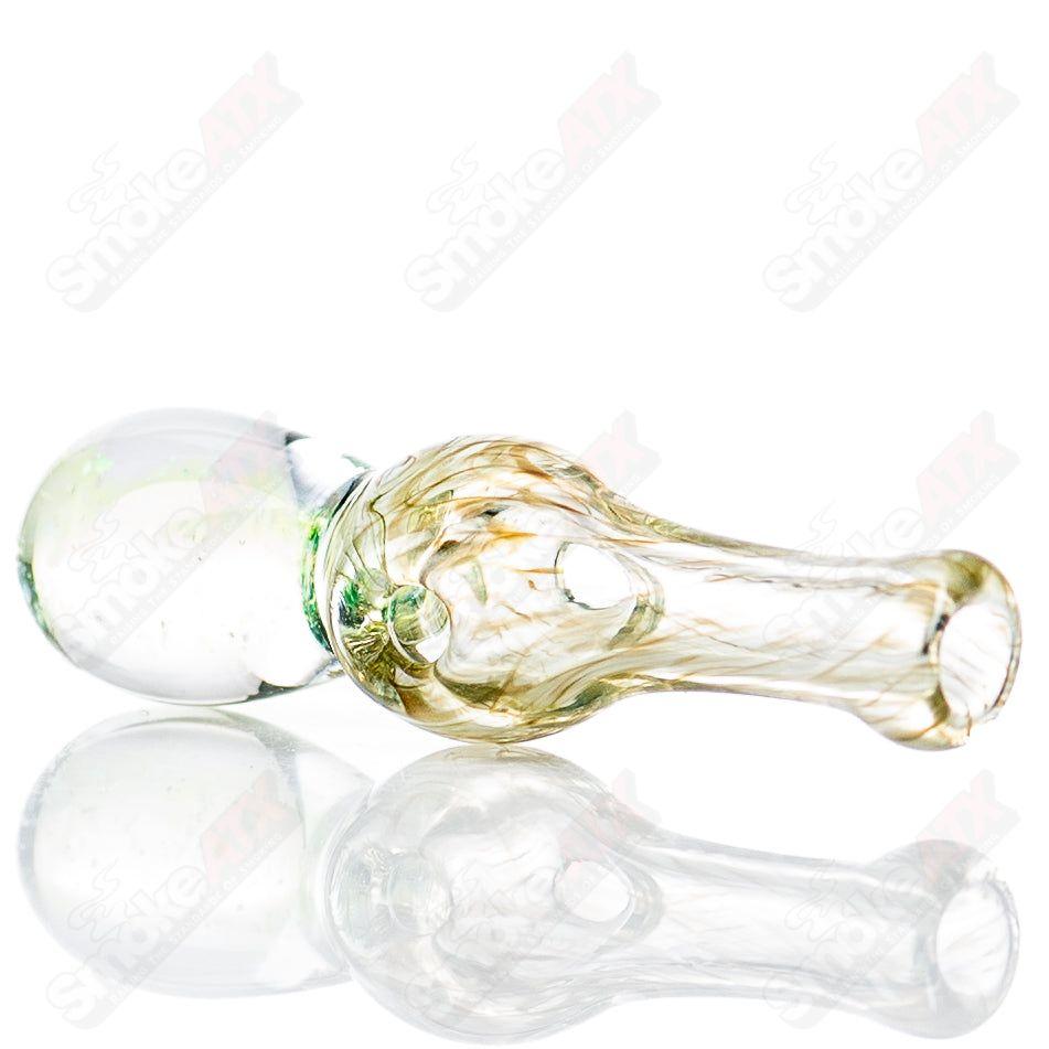 Colorful UV Puffco Joystick Indo glass Puffco top by Geoff Made Glass with vibrant design and intricate details.