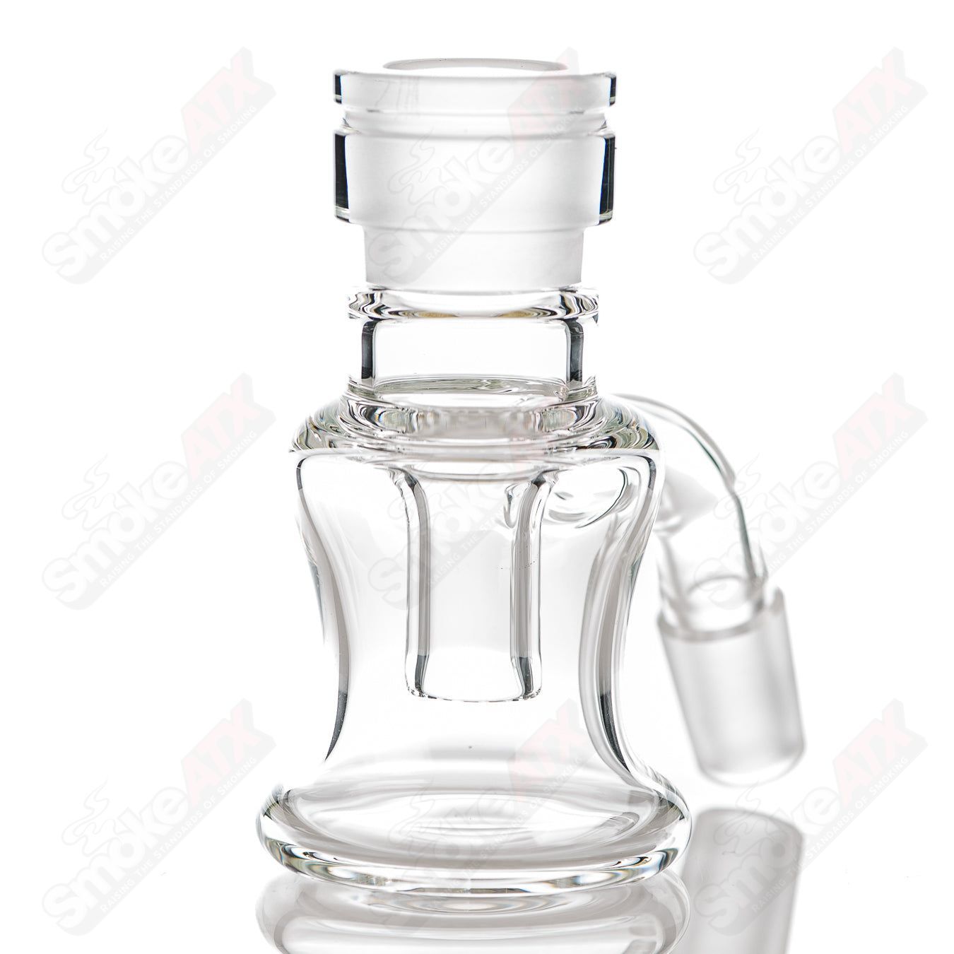 Stephan Peirce Glass 14/45 Mini Dry Catcher, clear glass dry catcher for collecting ash and debris, compact and stylish design.
