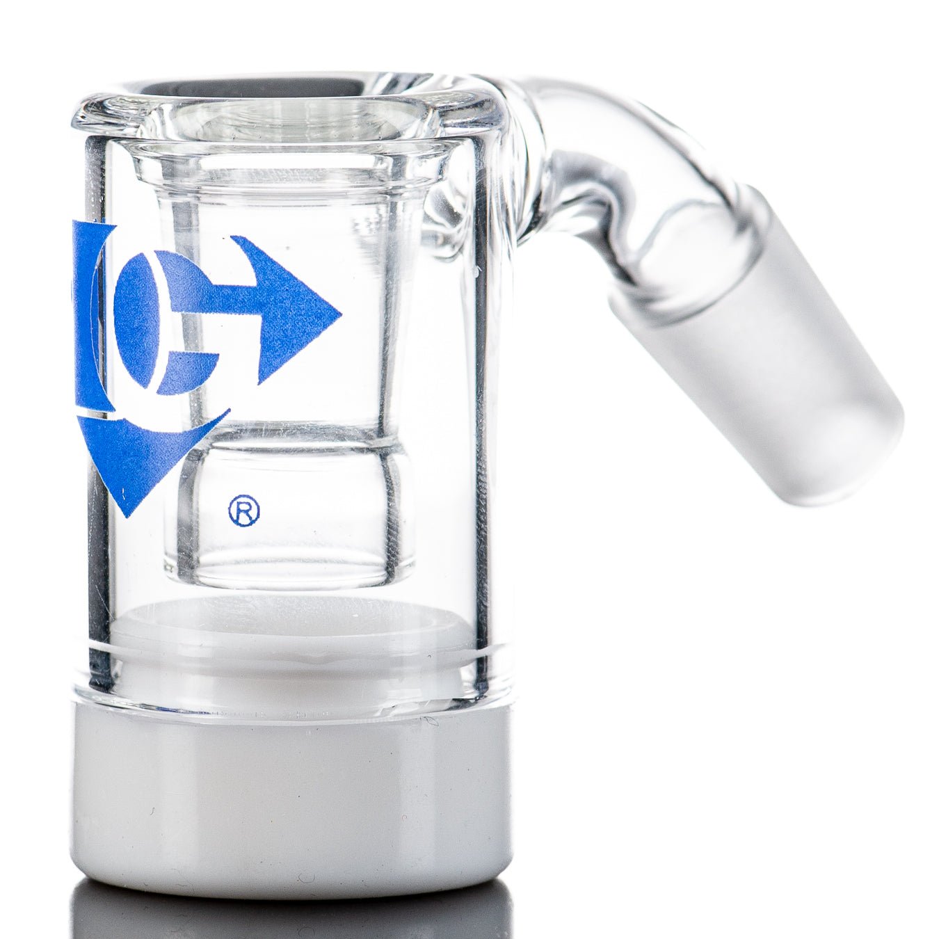 Smoke ATX 14/45 Mini Silicone Bottom Dry Catcher Diamond Glass, clear glass pipe with silicone base and diamond pattern detail.