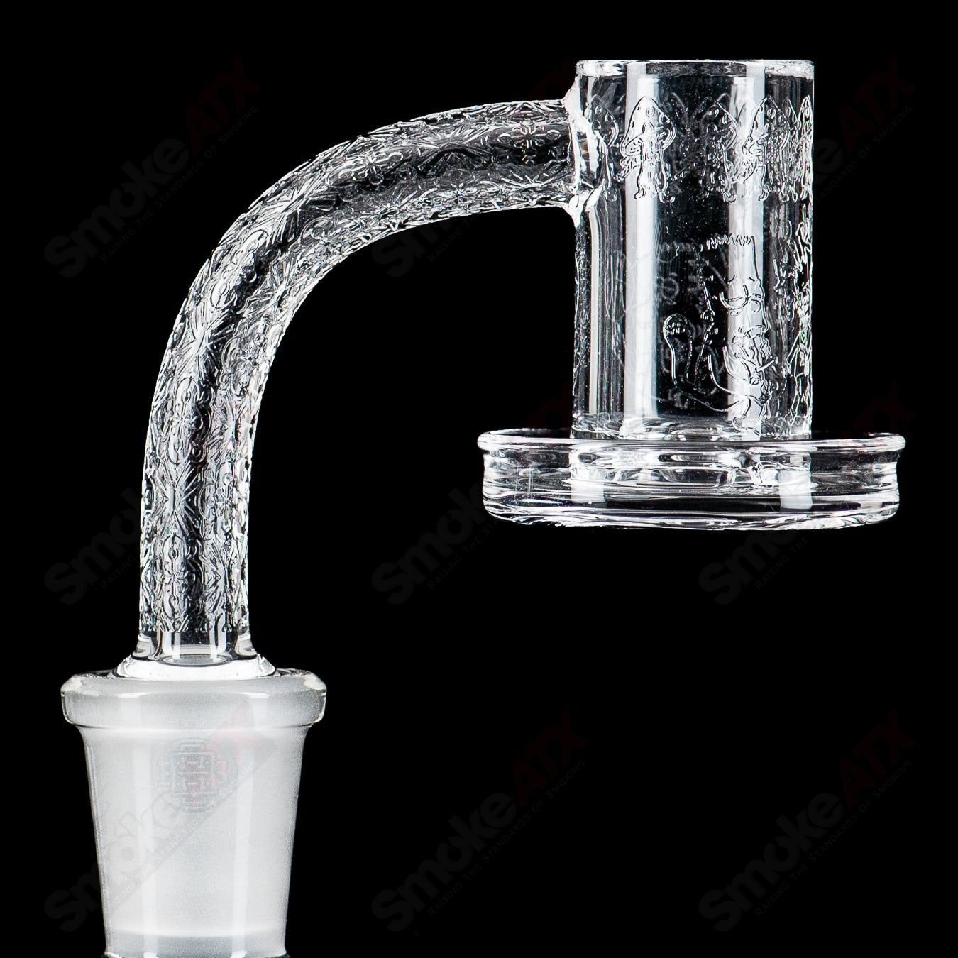 14/90 Air Hream GZ1 Charmer Quave glass banger with intricate design, used for vaporizing concentrates in a glass dab rig.